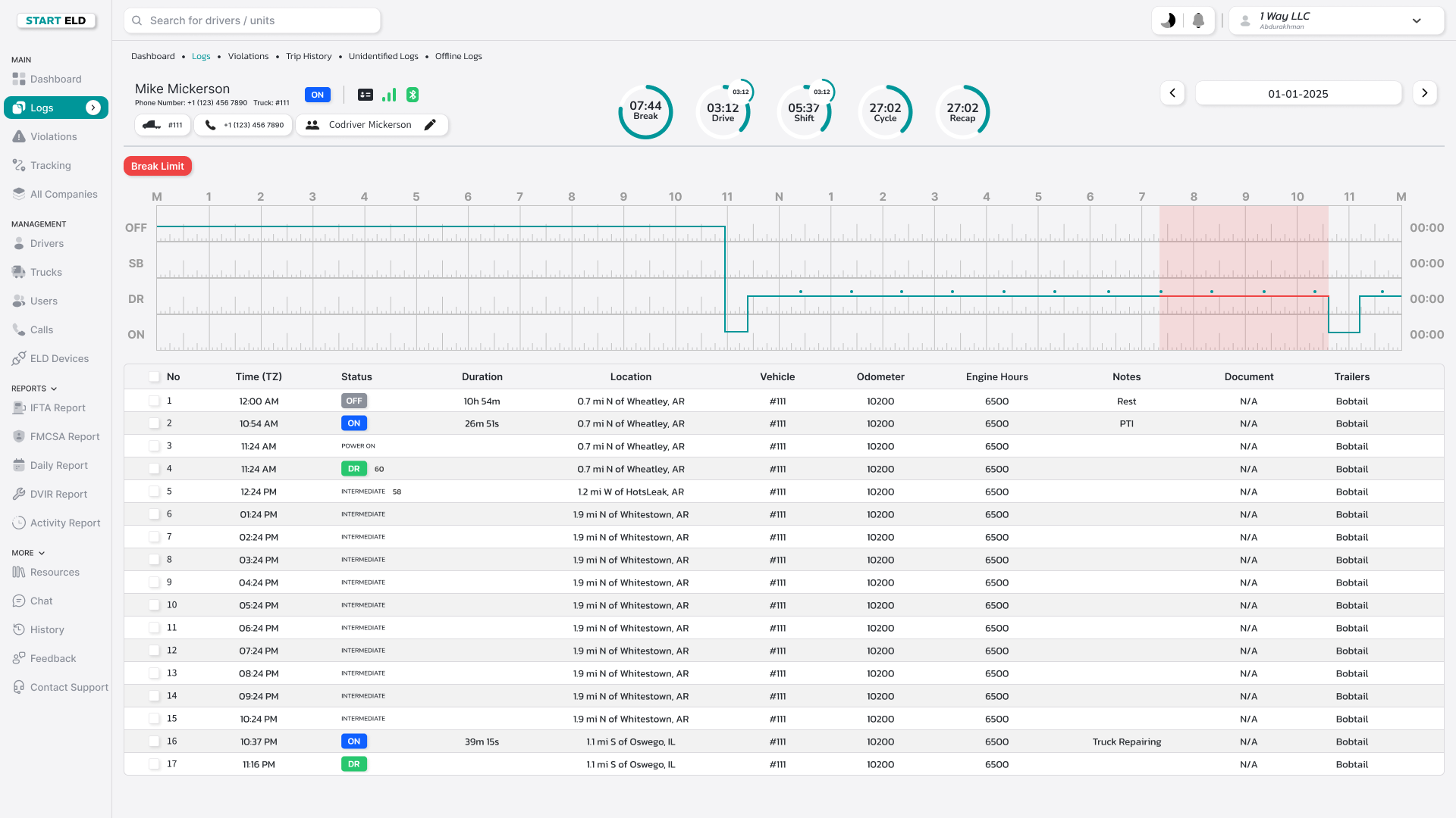 START ELD Dashboard